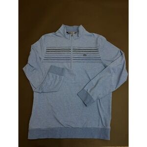 TravisMathew Mens Medium‎ Blue Long Sleeve 1/4 Zip Pullover Golf Top